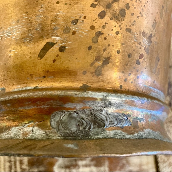 Vintage Copper And Brass Pitcher Jug w/Lid Handmade Farmhouse Primitive Dovetail - Picture 13 of 17